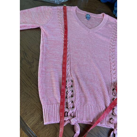 Soho New York&Co Jeans Women's Sweater Size M Tie Pink - Picture 9 of 10